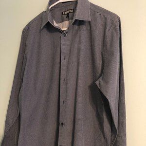 Express Black Modern Fit Button Down Shirt 1MX Stretch - Large
